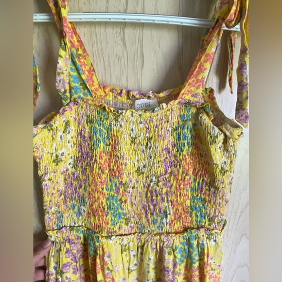 ODDI Daffodils Glow Midi Dress Buttercup yellow with ditsy floral & tie straps L - Picture 5 of 11